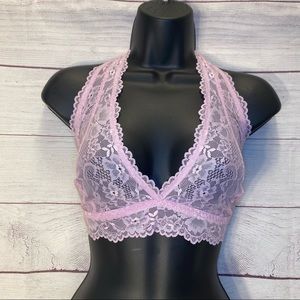 SAVAGE X FENTY Pink Floral Lace Unlined Bralette